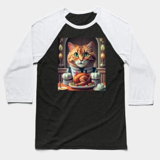 Thanksgiving robotic cat turkey dinner Baseball T-Shirt